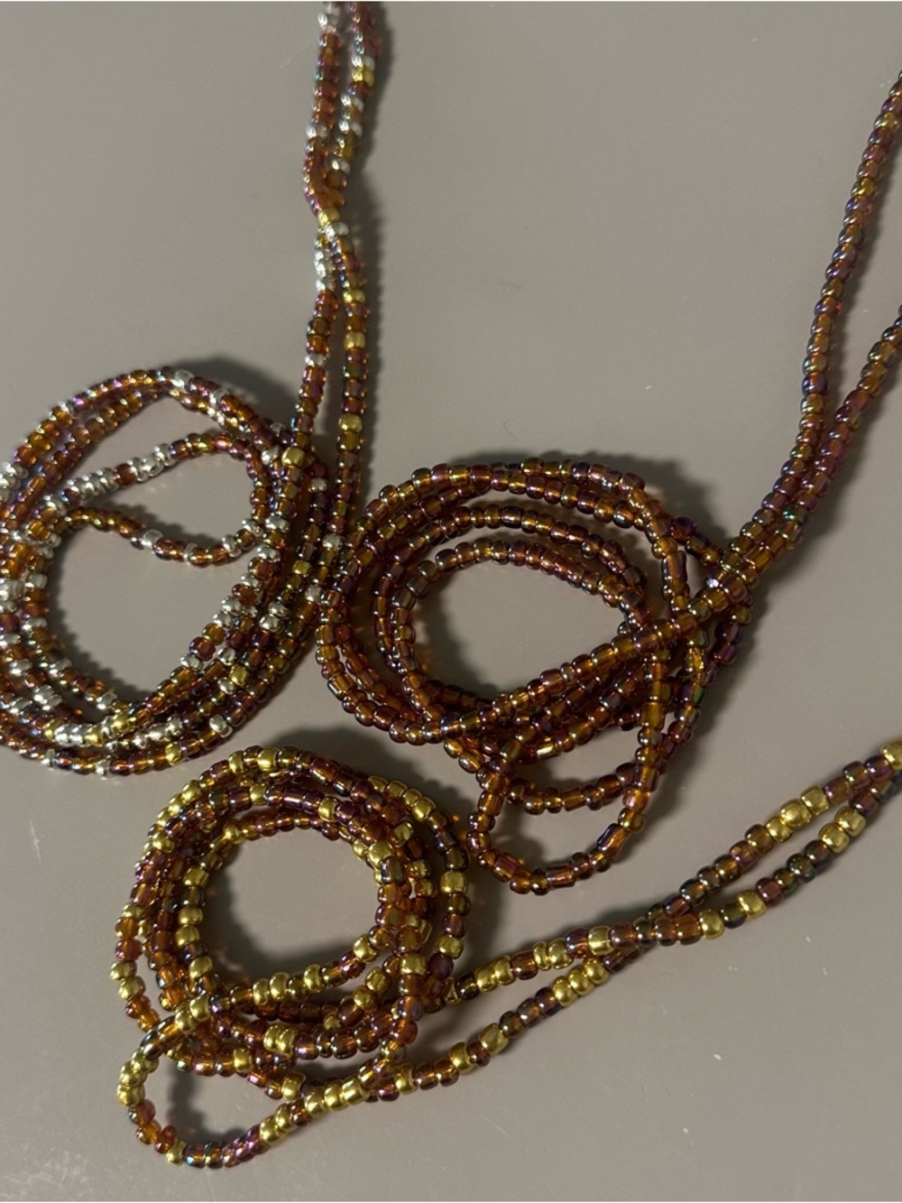 Handcrafted Brown and Gold 3 pcs Waist Bead Set - Women Jewelry